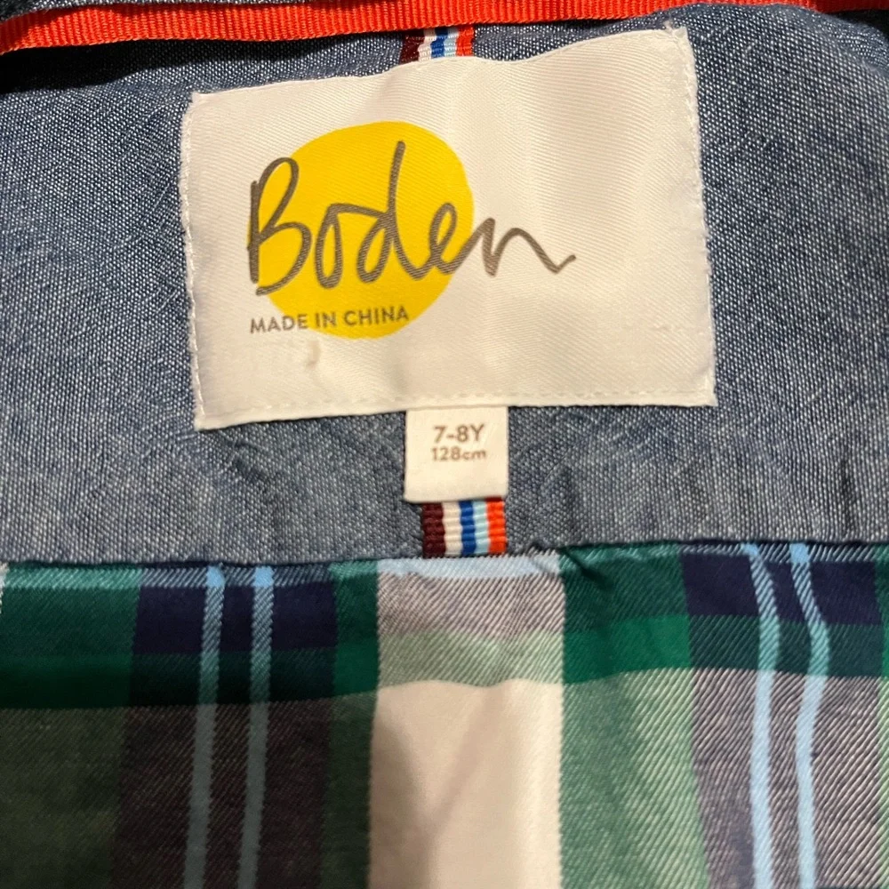 Boden Green Plaid‎ Boy’s Cotton Shirt size 7-8 years